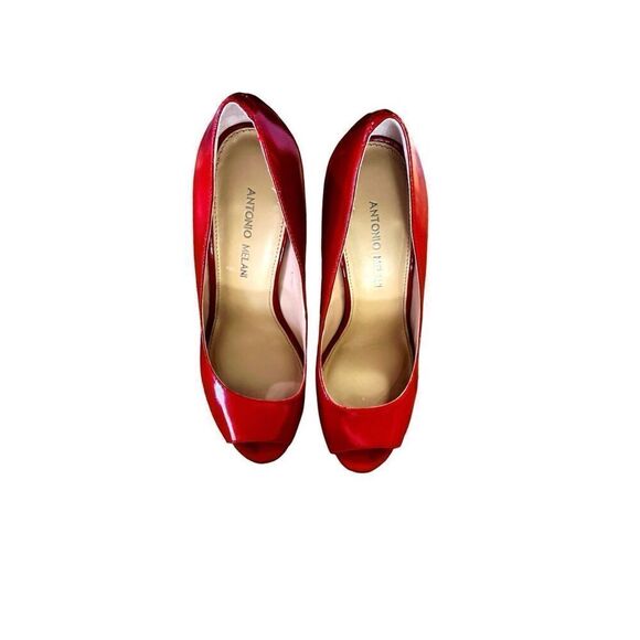 Antonio Melani Red Open Toe Pumps Size 9 - Picture 5 of 11